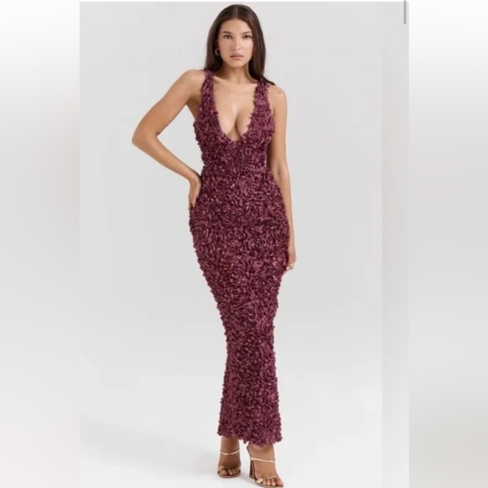 Carena Elegant Plum Textured Dress